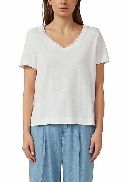 s.Oliver T-Shirt V-Ausschnitt mit Rippblende günstig online kaufen