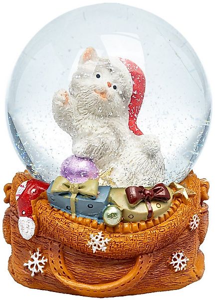 SIKORA Schneekugel SK33 Mittelgroße Glas Winter Deko Kugel Katze Weihnachts günstig online kaufen
