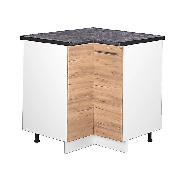 Vicco Eckunterschrank Fame-Line Goldkraft Eiche/Weiß 81 cm AP Anthrazit günstig online kaufen