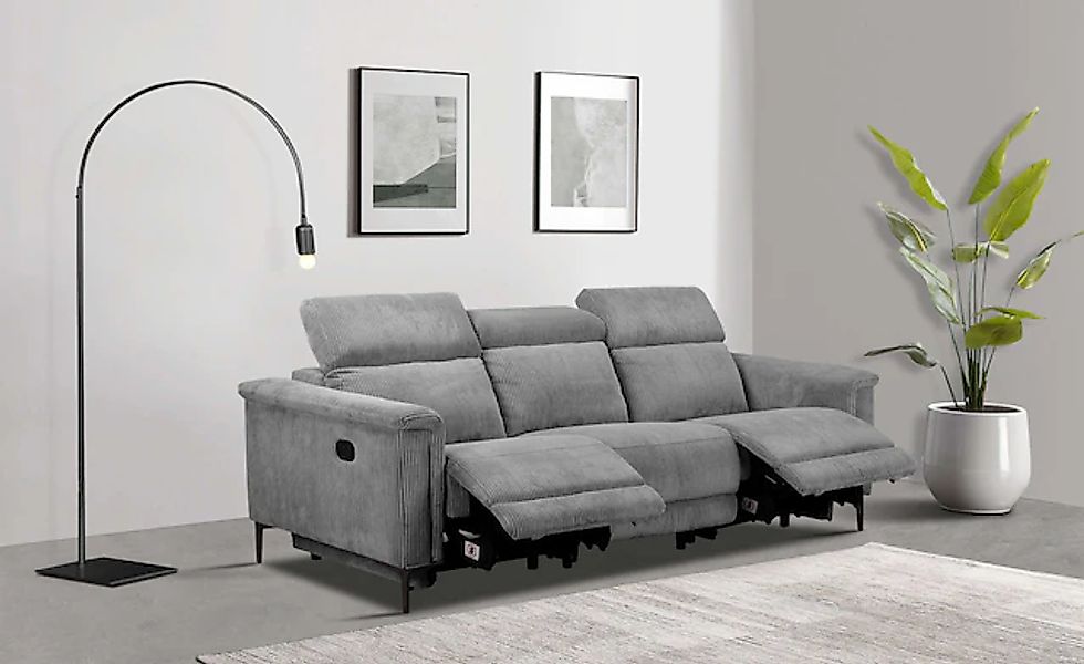 Home affaire 3-Sitzer "Lund Cord, mit manueller o. elektrischer Relaxfunkti günstig online kaufen