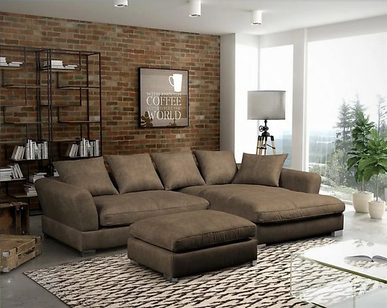 Fun Möbel Ecksofa Couchgarnitur inkl. Hocker TIZIAN Preston Cappuccino Otto günstig online kaufen