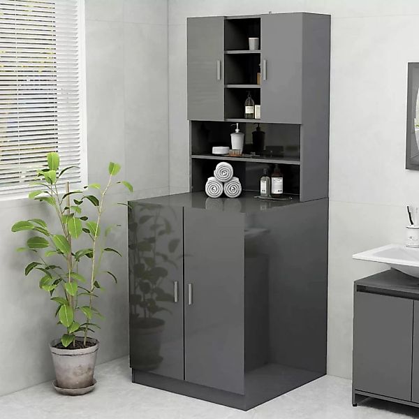 Waschmaschinenschrank Hochglanz-grau 70,5x25,5x90 Cm günstig online kaufen