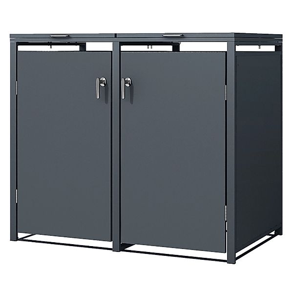 ML-Design Mülltonnenbox 2Er 240L Anthrazit 132x80x116,3 cm Stahl günstig online kaufen