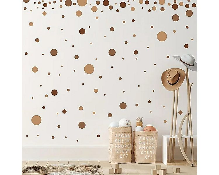 Montegoni Wandtattoo 4 Stück Boho Brown Dot Pattern Wandaufkleber, selbstkl günstig online kaufen