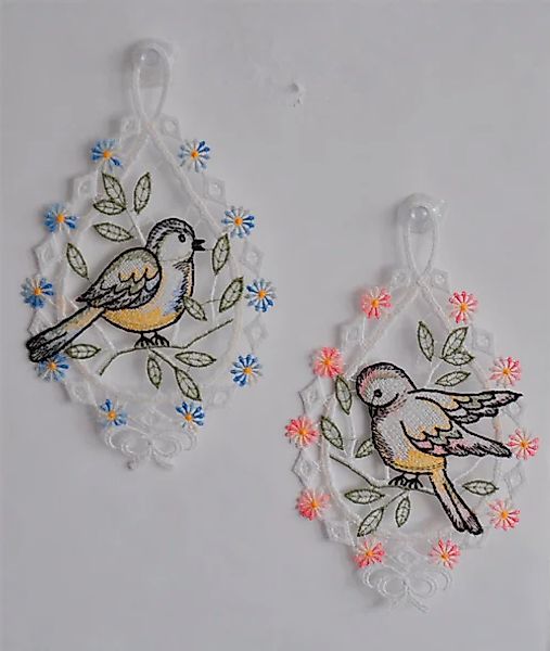 Stickereien Plauen Fensterbild »Vogelpaar« günstig online kaufen