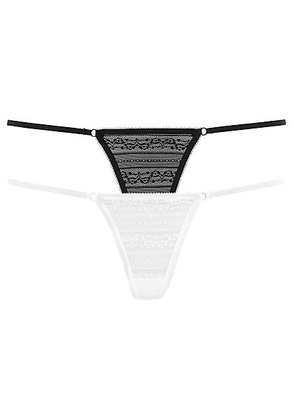 LASCANA Ministring, (2 St.), aus leicht transparenter Spitze mit Bändern günstig online kaufen