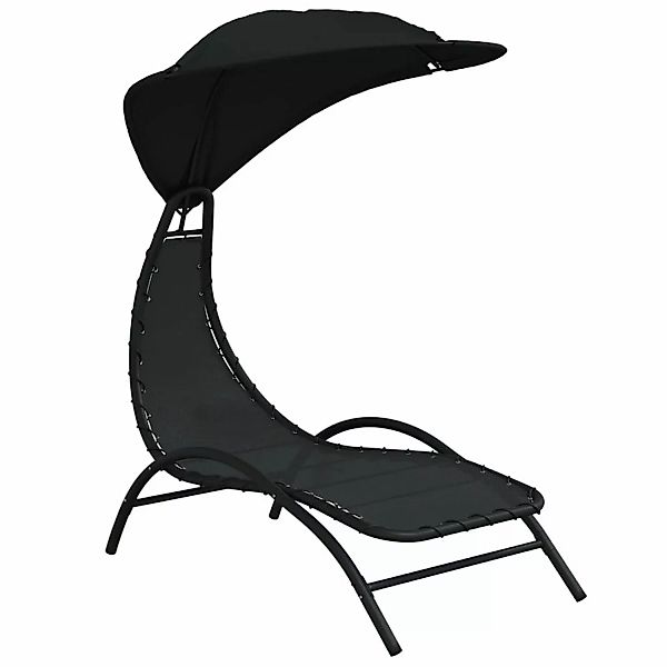 vidaXL Gartenliege Sonnenliege mit Dach Schwarz günstig online kaufen
