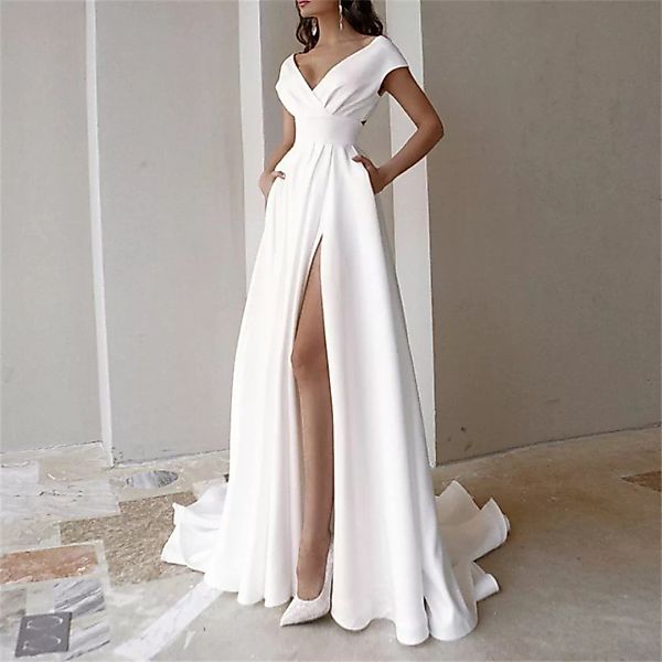 RUZU UG Partykleid Abendkleid Elegant bodenlanges Kleid mit V-Ausschnitt Pa günstig online kaufen