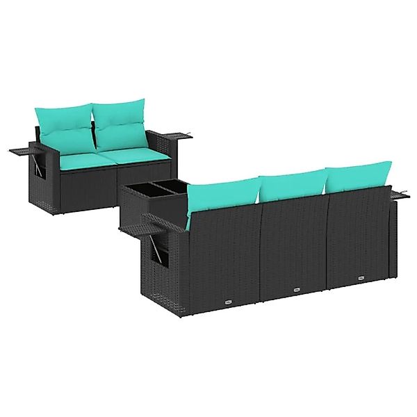 vidaXL 6-Tlg Gartensofa-Set mit Kissen Schwarz Polyrattan 3219896 günstig online kaufen
