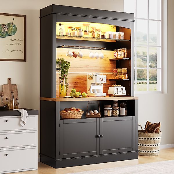 MODFU Hochschrank Küchenschrank,Vitrinenschrank,Buffetschrank (mit LED-Bele günstig online kaufen