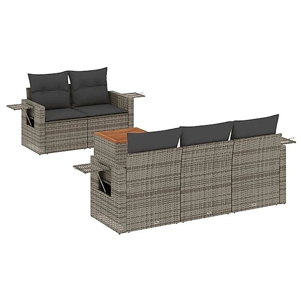 vidaXL 6-Tlg Garten-Sofagarnitur mit Kissen Grau Poly Rattan 3224450 günstig online kaufen