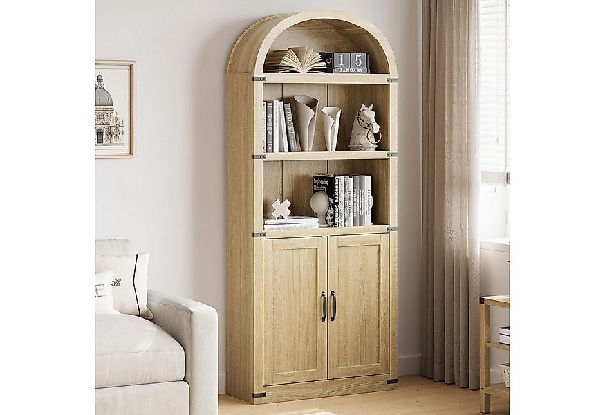GarveeMore Bücherregal Bogenförmiges Bücherregal aus Holz mit Türen günstig online kaufen