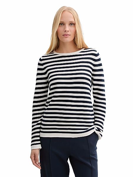 TOM TAILOR Rundhalspullover "Regular" aus Rippstrick günstig online kaufen