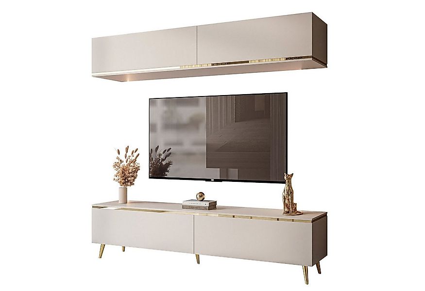 Lookway Wohnwand AURORA II auf Beinen Kaschmir, Fronten in Matt günstig online kaufen