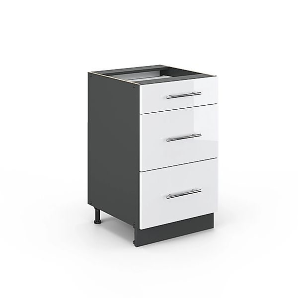 Vicco Küchenunterschrank Fame-Line Weiß Hochglanz/Anthrazit 50 cm ohne Arbe günstig online kaufen