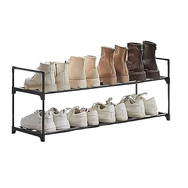 Songmics Schuhregal Deky 2 Ebenen Metall Schwarz günstig online kaufen