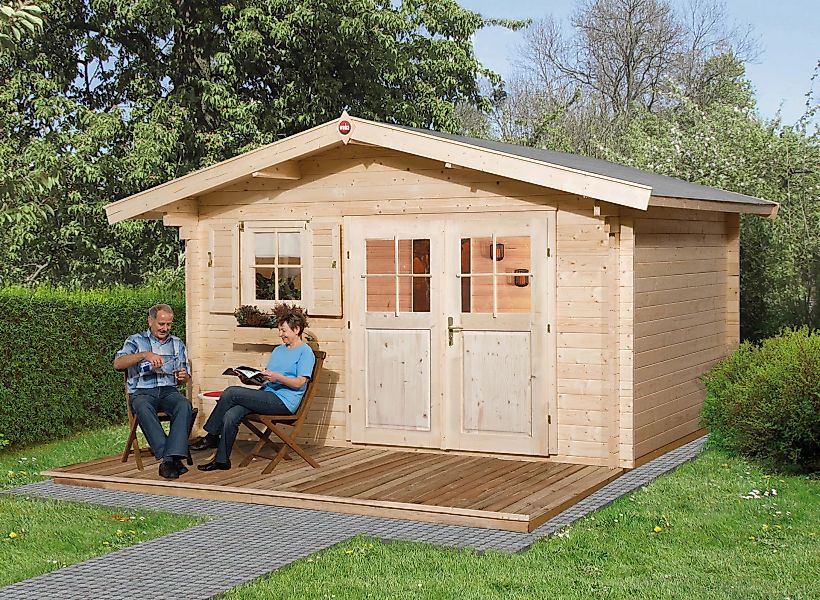 Weka Holz-Gartenhaus Verona Satteldach Unbehandelt 380 cm x 370 cm günstig online kaufen