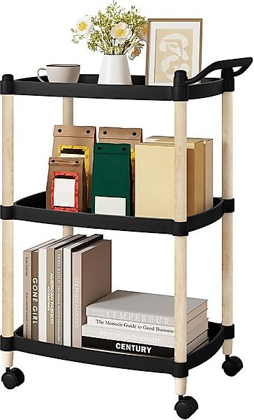 Woltu Servierwagen, mit Griff Bremsen, auf Rollen, 3 Ebenen, 52,5x73x33 cm günstig online kaufen