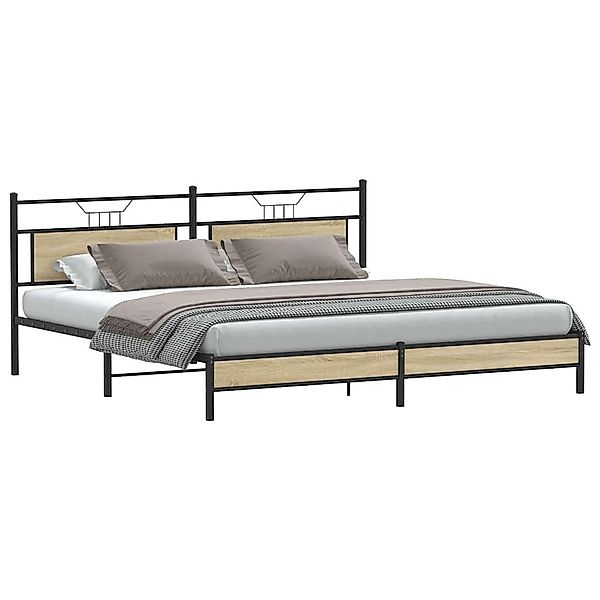 vidaXL Bett Metallbett ohne Matratze Sonoma-Eiche günstig online kaufen