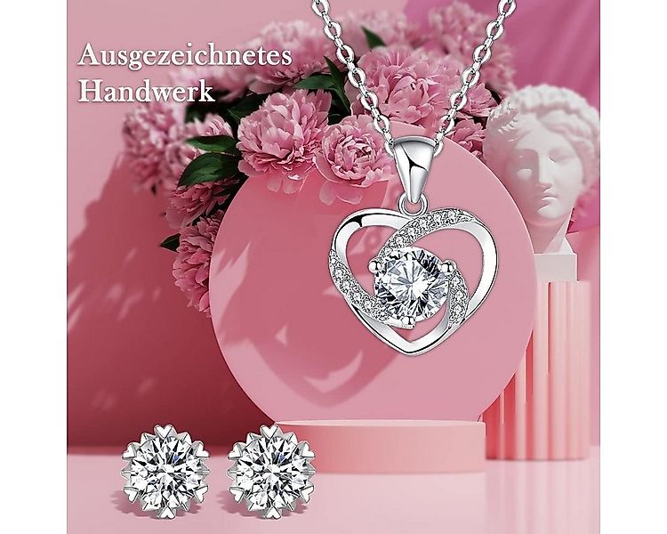 XDeer Schmuckset Ewige Rose mit Herz Halskette und Ohrringe aus 925 Sterlin günstig online kaufen