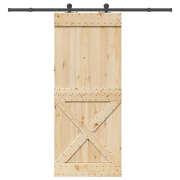 vidaXL Schiebetür mit Beschlag 95x210 cm Massivholz Kiefer 3332770 günstig online kaufen