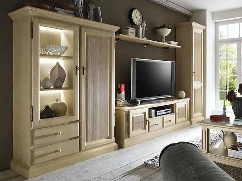 Casamia Schrank-Set Wohnwand Wohnzimmer Schränke Casapino 4-teilig 1 Vitrin günstig online kaufen