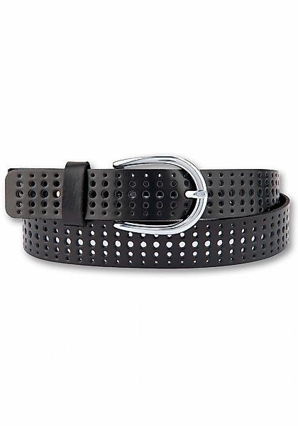 BERND GÖTZ Ledergürtel "Ledergürtel mit Lochprägung & silberglänzender Halb günstig online kaufen