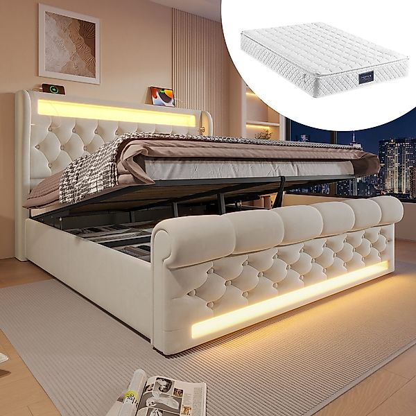 REDOM Polsterbett Hydraulisches Bett mit Samtbezug günstig online kaufen