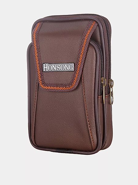 Kunstleder Lässige Doppelreißverschluss-Handytasche Gürteltasche für Herren günstig online kaufen