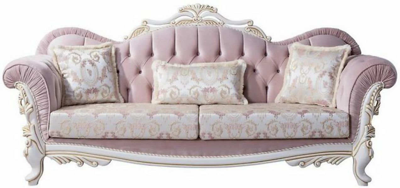 Casa Padrino Sofa Luxus Barock Sofa mit dekorativen Kissen Rosa / Silber / günstig online kaufen