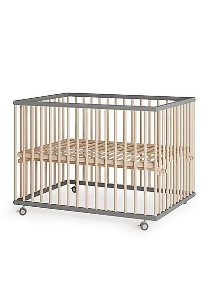 Sämann Babybett Laufgitter 75x100 cm mit Lattenrost grau/natur Premium Koll günstig online kaufen