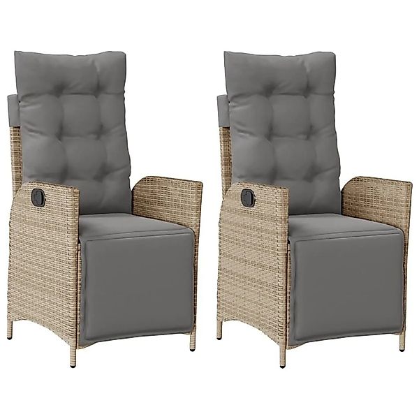 vidaXL Gartensessel mit Fußteil 2 Stk Verstellbar Poly Rattan 365293 günstig online kaufen