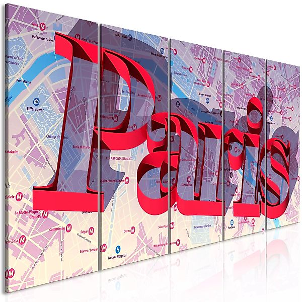 Wandbild - Red Paris (5 Parts) Narrow günstig online kaufen