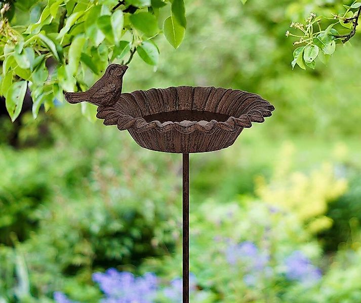 Vogeltränke auf Stab Futterschale Vogelbad Gartenstecker Gusseisen Vintage günstig online kaufen