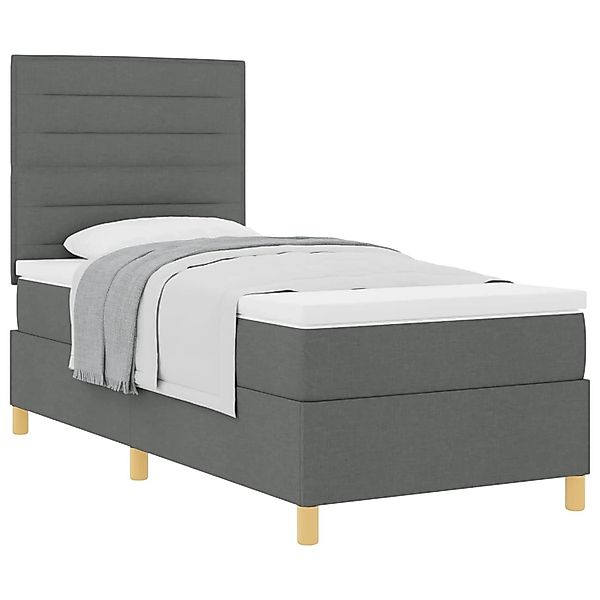 vidaXL Boxspringbett mit Matratze Dunkelgrau 90 x 200 cm Stoff 3339512 günstig online kaufen