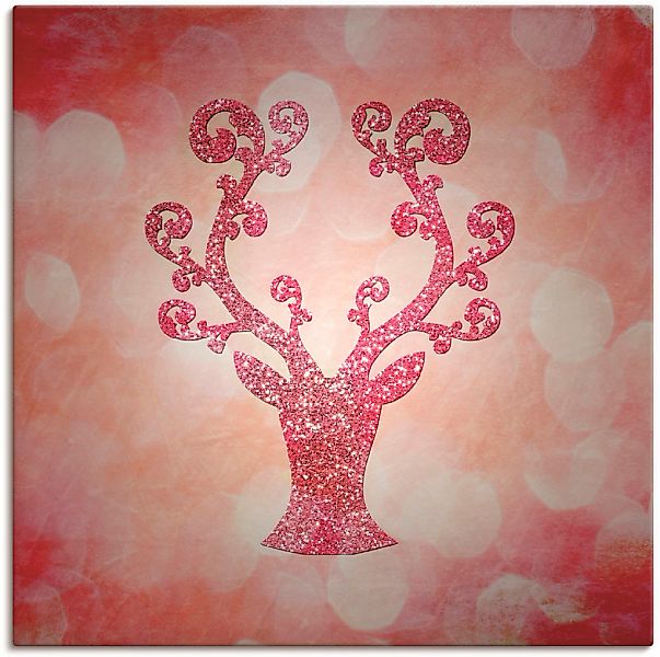 Artland Wandbild "Rosa glitzerndes Reh" Wildtiere 1 Stk. tlg. als Leinwandb günstig online kaufen