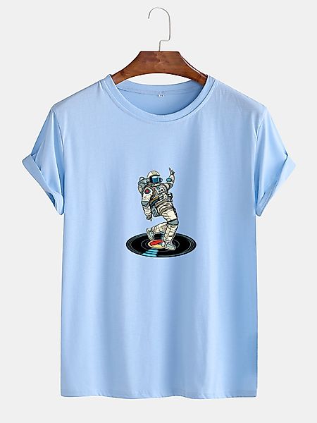 Herren Astronaut Graphic Printed Cotton O-Neck Casual Kurzarm T-Shirts günstig online kaufen