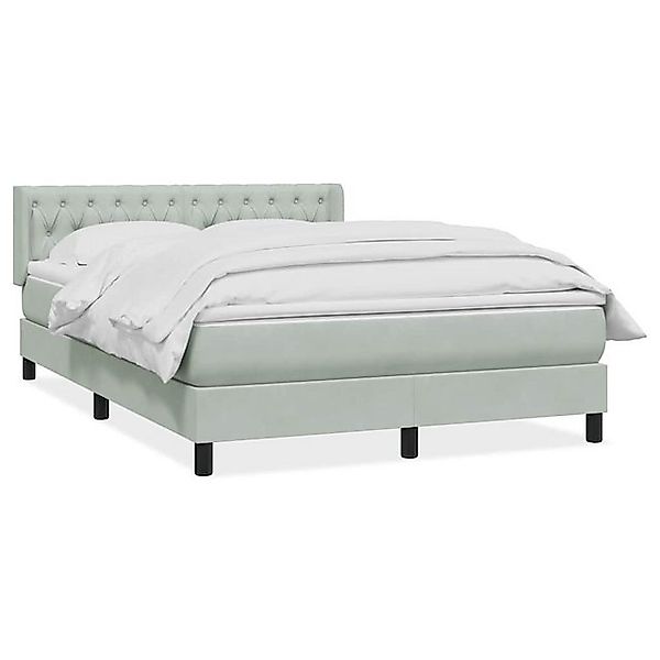 vidaXL Boxspringbett, Boxspringbett mit Matratze Hellgrau 140x220 cm Samt günstig online kaufen