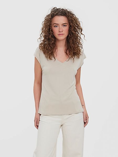 Vero Moda V-Shirt "VMFILLI SS V-NECK TEE GA NOOS" Materialmix, relaxed fit günstig online kaufen