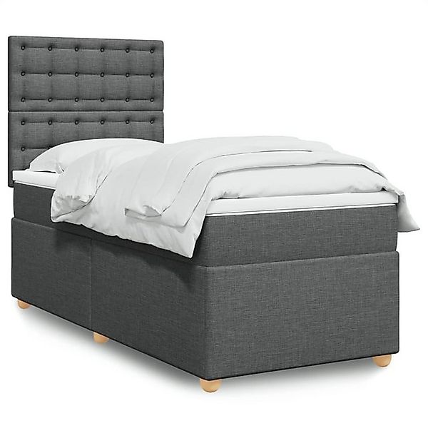 vidaXL Bettgestell Boxspringbett mit Matratze Dunkelgrau 90x200 cm Stoff Be günstig online kaufen