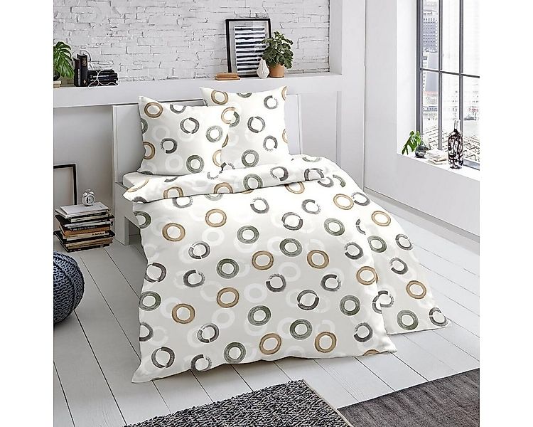 TRAUMSCHLAF Bettwäsche Kreise, Biber, 3 teilig, Biberbettwäsche weich und k günstig online kaufen