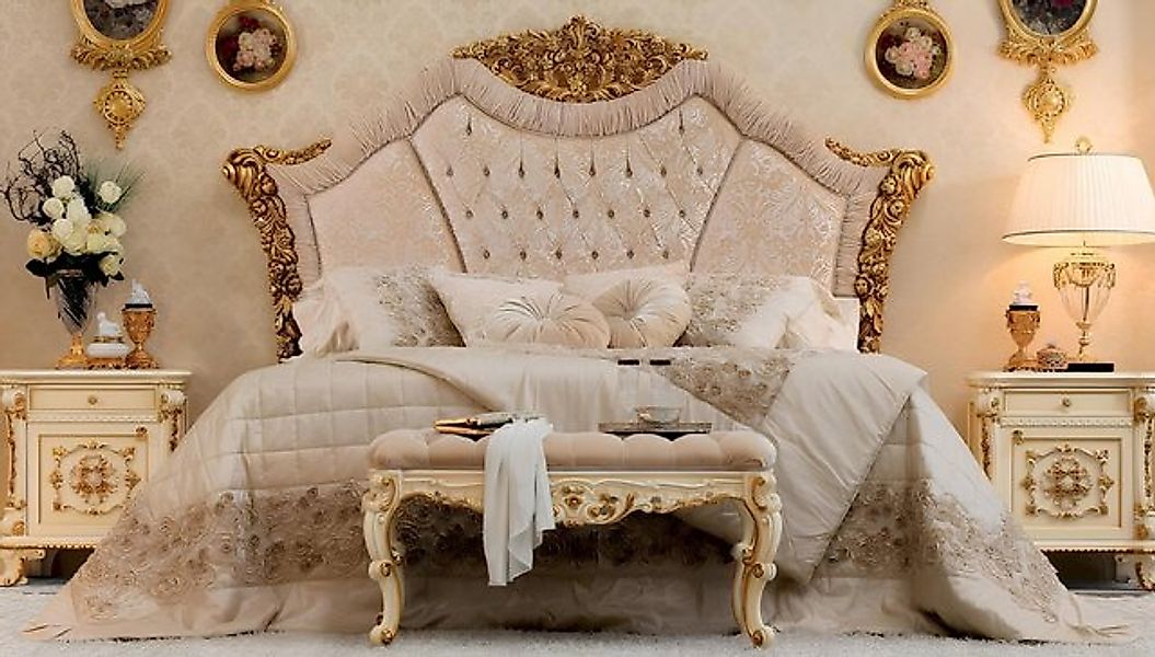 JVmoebel Bett Luxus Doppelbett Bett Stoff Betten Bettrahmen Holz Schlafzimm günstig online kaufen