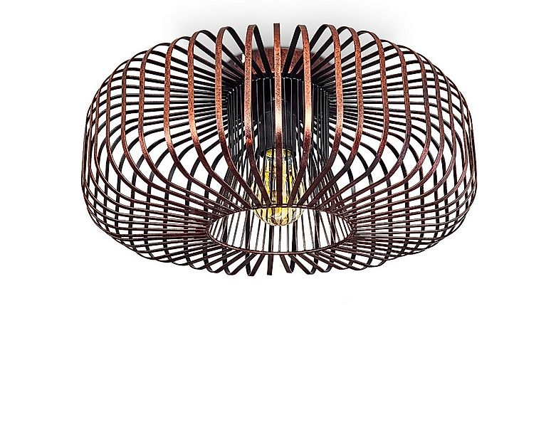 hofstein Deckenleuchte »Pieris« runde Deckenlampe aus Metall in Schwarz/Kup günstig online kaufen