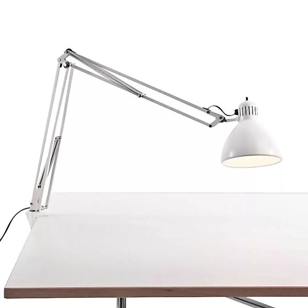 Fontana Arte - Naska Large Schreibtischleuchte - weiß/Aluminium/mit Tischkl günstig online kaufen