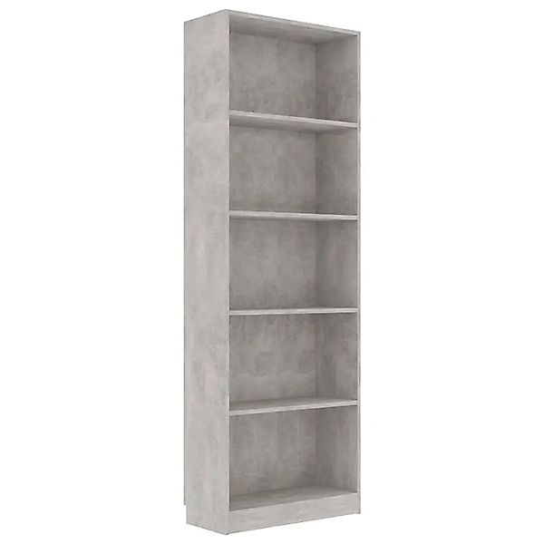 vidaXL Bücherregal 5 Fächer Betongrau 60x24x175 cm Holzwerkstoff 800886 günstig online kaufen