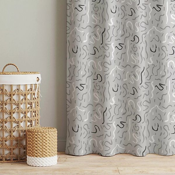 Vorhang Luftschlangen Muster - Grau günstig online kaufen