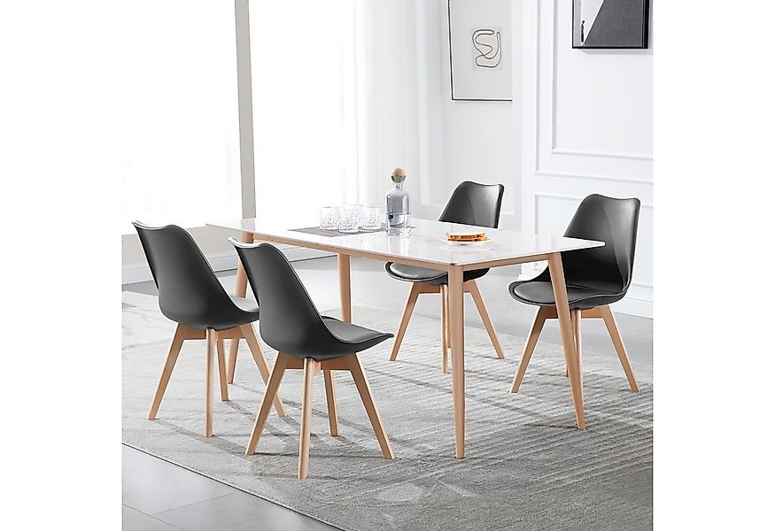 Woltu Esszimmerstuhl (Set, 6 St), Designstuhl Sitzfläche aus Kunstleder, Ma günstig online kaufen