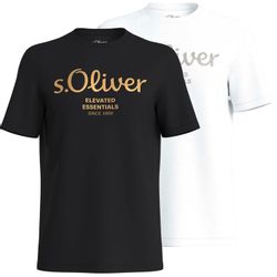 s.Oliver T-Shirt mit Metallic-Logo-Aufdruck im 2er günstig online kaufen
