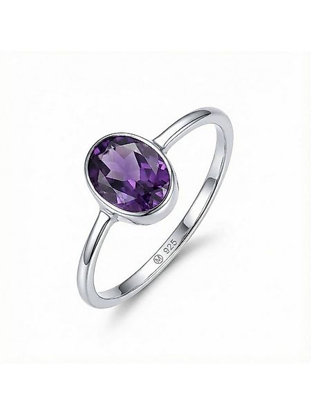 mantraroma Silberring SAMA oval aus 925 Silber mit Amethyst facettiert (Rin günstig online kaufen
