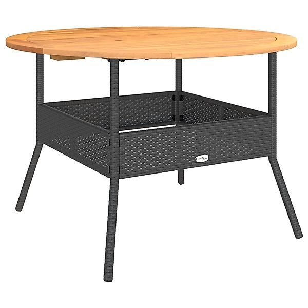 vidaXL Gartentisch mit Holzplatte Schwarz Ø110x71 cm Poly Rattan 368625 günstig online kaufen
